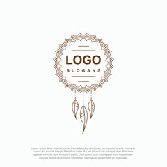 Naklejka premium Native Feather tribe ethic Logo Icon Design Template design logo Vector