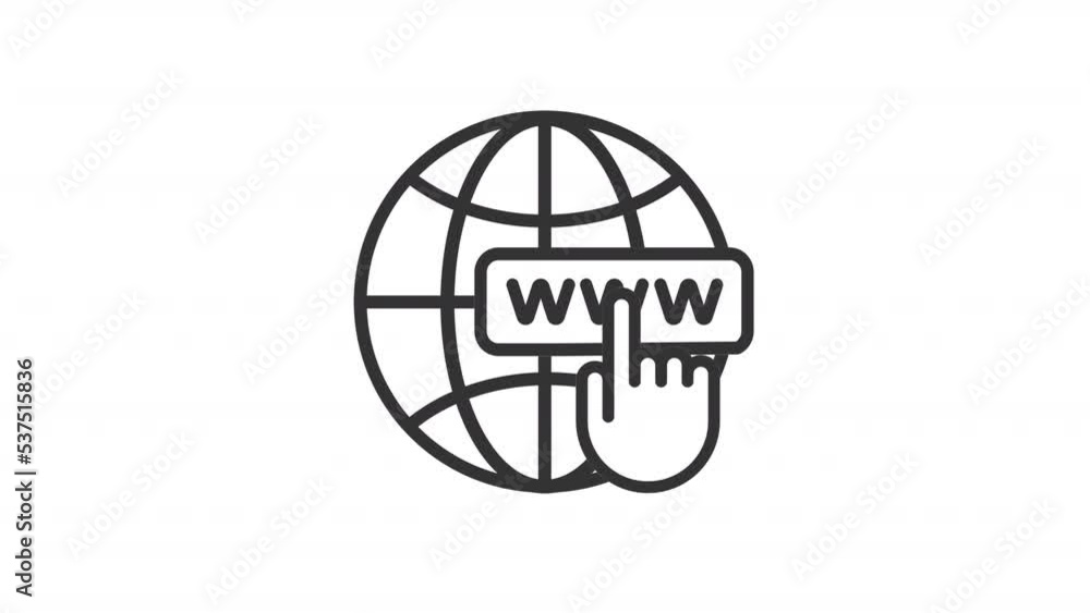 Poster animated website linear icon. web address. internet. online navigation. digital webpage. seamless lo