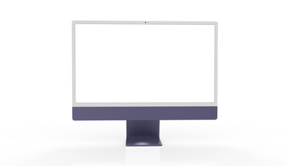 Realistic 3D Computer, with a white screen, isolated on a background