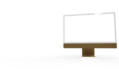 Obraz premium Trendy realistic thin frame monitor mock up with blank white screen