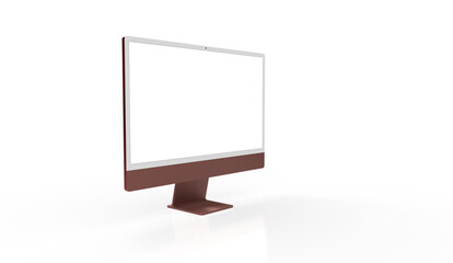 Computer display with blank white screen 3d.