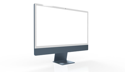 Computer display with blank white screen 3d.