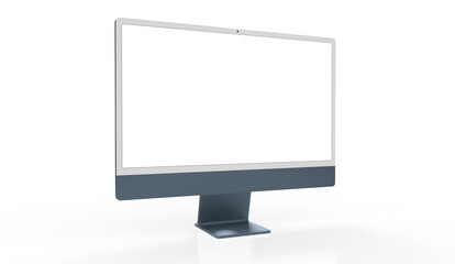 Computer display with blank white screen 3d.
