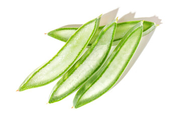Fresh sliced aloe vera isolated on white background.