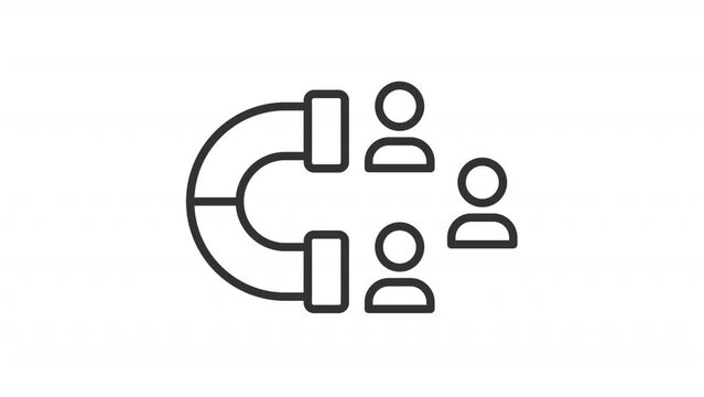 Animated attract clients linear icon. Appealing new customers. Marketing strategy. Seamless loop HD video with alpha channel on transparent background. Outline motion graphic animation