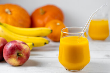 fruit and vegetable smoothie with pumpkin, apple and banana