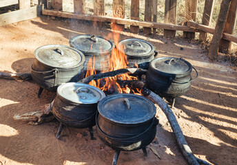 African three legged pots