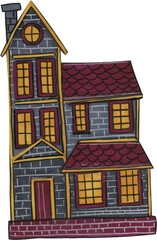 Halloween cute houses hand drawn watercolor element