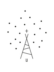 Geometric Christmas tree sketch silhouette minimalism simple vector illustration shapes black and white doodle