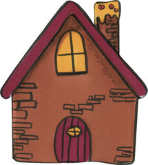 Halloween cute houses hand drawn watercolor element