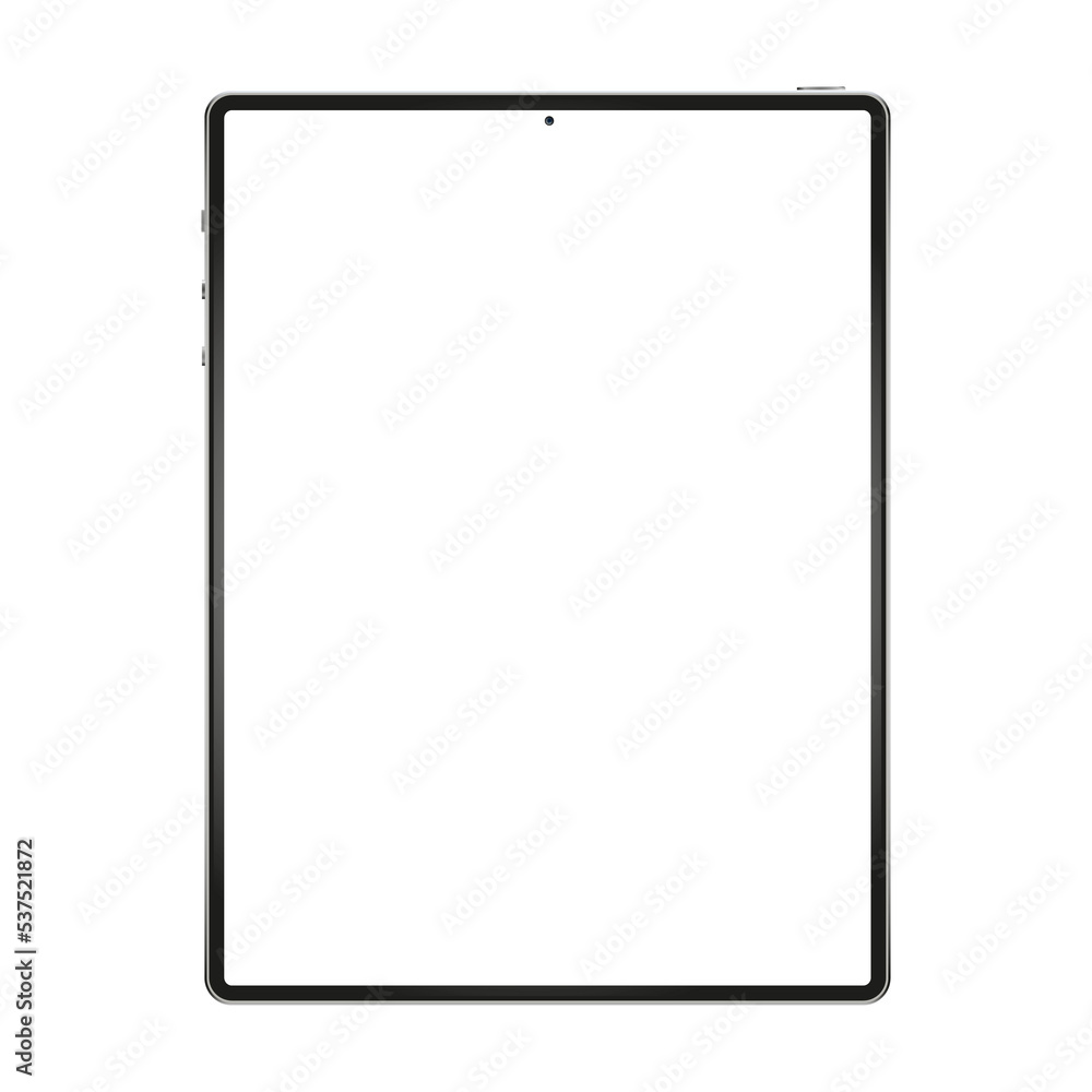 Poster tablet black color with blank touch screen. realistic and detailed device mockup.