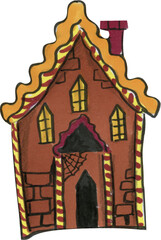 Halloween cute houses hand drawn watercolor element