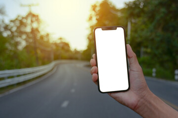 white screen mobile phone road ahead