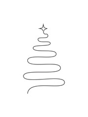 Christmas tree sketch silhouette minimalism simple vector illustration shapes black and white doodle