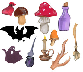 Hand drawn elements for Halloween party decoration