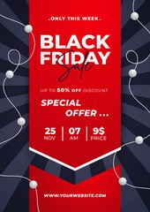 Realistic Black Friday vertical poster template.