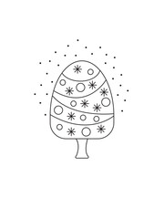 Christmas tree sketch silhouette minimalism simple vector illustration shapes black and white doodle