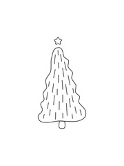 Christmas tree sketch silhouette minimalism simple vector illustration shapes black and white doodle