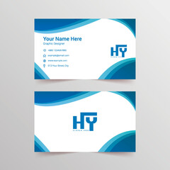 Blue colored both sided professional business card template