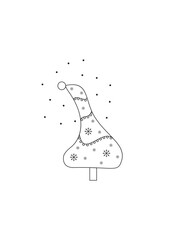 Christmas tree sketch silhouette minimalism simple vector illustration shapes black and white doodle