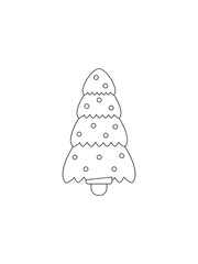 Christmas tree sketch silhouette minimalism simple vector illustration shapes black and white doodle