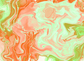 Abstract orange and green blush liquid fluid background. Background for postcards and invitations