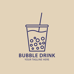 Bubble drink line art logo, icon and symbol, vector illustration design