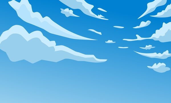blue sky background with white clouds. anime style

