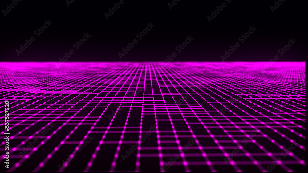 Poster digital technology background. big data visualization. dynamic field of glowing particles. abstract 