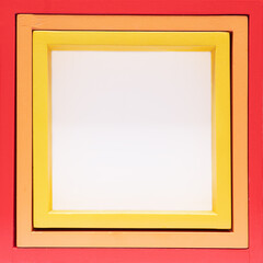 Wooden red frame on white background
