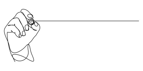 Continuous line Hand drawn line Holding a pen and pencil