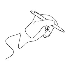 Obraz premium Continuous line Hand drawn line Holding a pen and pencil