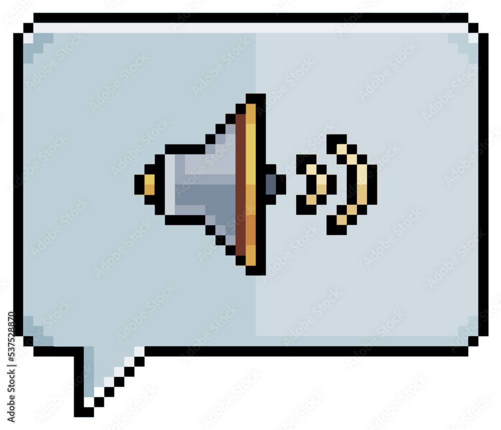 Aufkleber pixel art speech bubble with speaker icon vector icon for 8bit game on white background