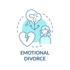 Emotional divorce turquoise concept icon. Painful breakdown. Separation abstract idea thin line illustration. Isolated outline drawing