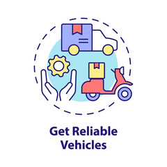 Get reliable vehicles concept icon. Freight delivery business abstract idea thin line illustration. Isolated outline drawing