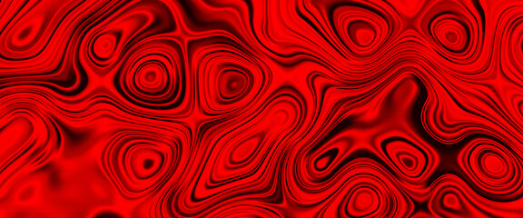 Dark red liquid wavy lines background with glowing edges. Liquid mix fluid blend surface and gradient texture.