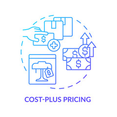 Cost-plus pricing blue gradient concept icon. Price optimization abstract idea thin line illustration. Determining selling price. Isolated outline drawing