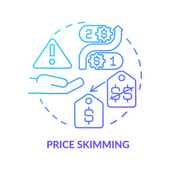 Price skimming blue gradient concept icon. Pricing optimization abstract idea thin line illustration. Attracting discount shoppers. Isolated outline drawing