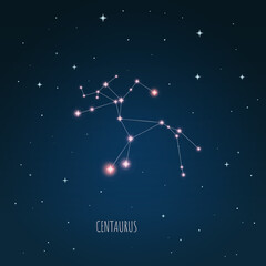 Obraz na płótnie Canvas Constellation Centaurus on the background of starry sky. Constellation scheme collection Vector illustration 