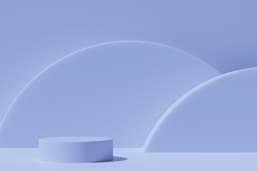 Two round podiums on a blue background, 3d render