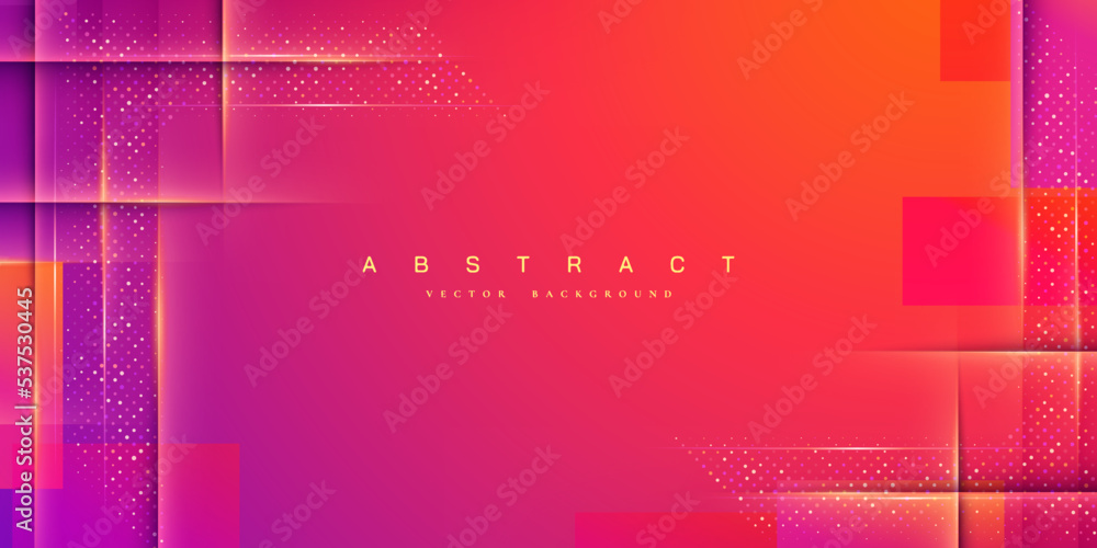 Poster abstract orange and purple vector background with shine texture lines and abstract dots.
