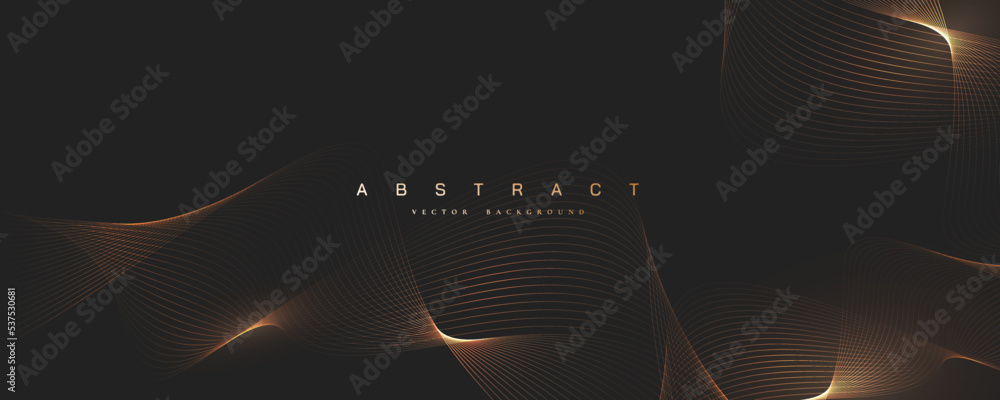 Aufkleber abstract shiny color gold wave design element on dark background.