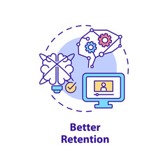 Better retention concept icon. Advantages of electronic learning abstract idea thin line illustration. Isolated outline drawing