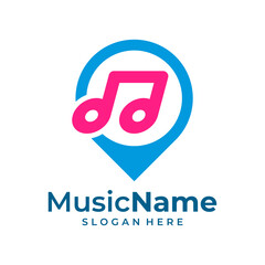 Music Point Logo Vector Icon Illustration. Point Music logo design template