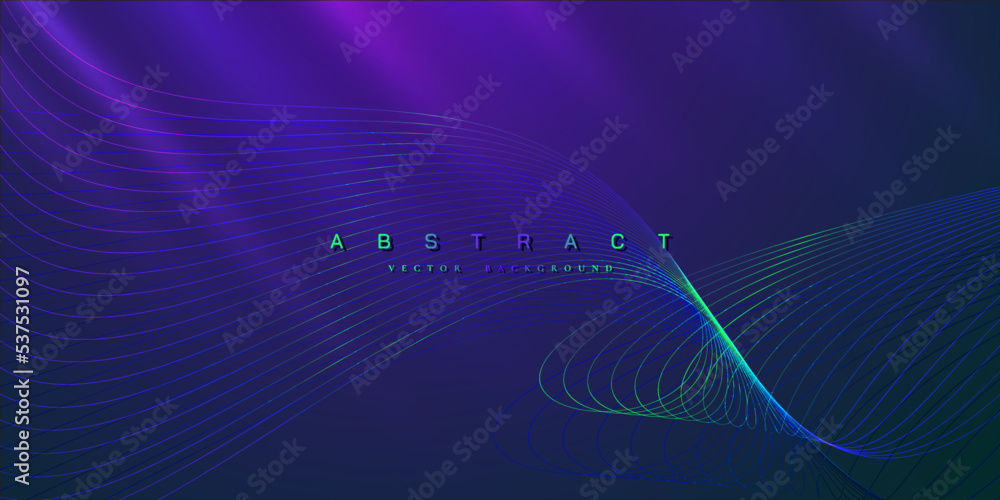 Poster abstract wavy lines on purple background. simple background with purple gradient composition.