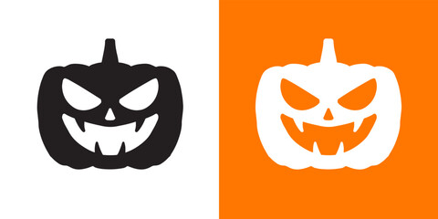 Fototapeta premium Halloween pumpkin scary face icons design vector. Jack lantern symbol illustration.
