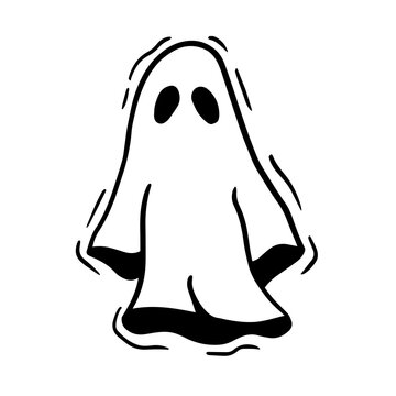 Ghost doodle character illustration design vector.