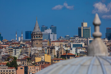Obraz premium View of the European part of the city of Istanbul. Historic Center and Galata Tower