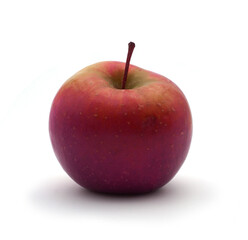 Pomme rouge bio entière isolée sur fond blanc