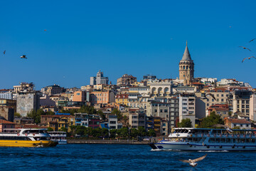 Fototapeta na wymiar View of the European part of the city of Istanbul. Historic Center and Galata Tower